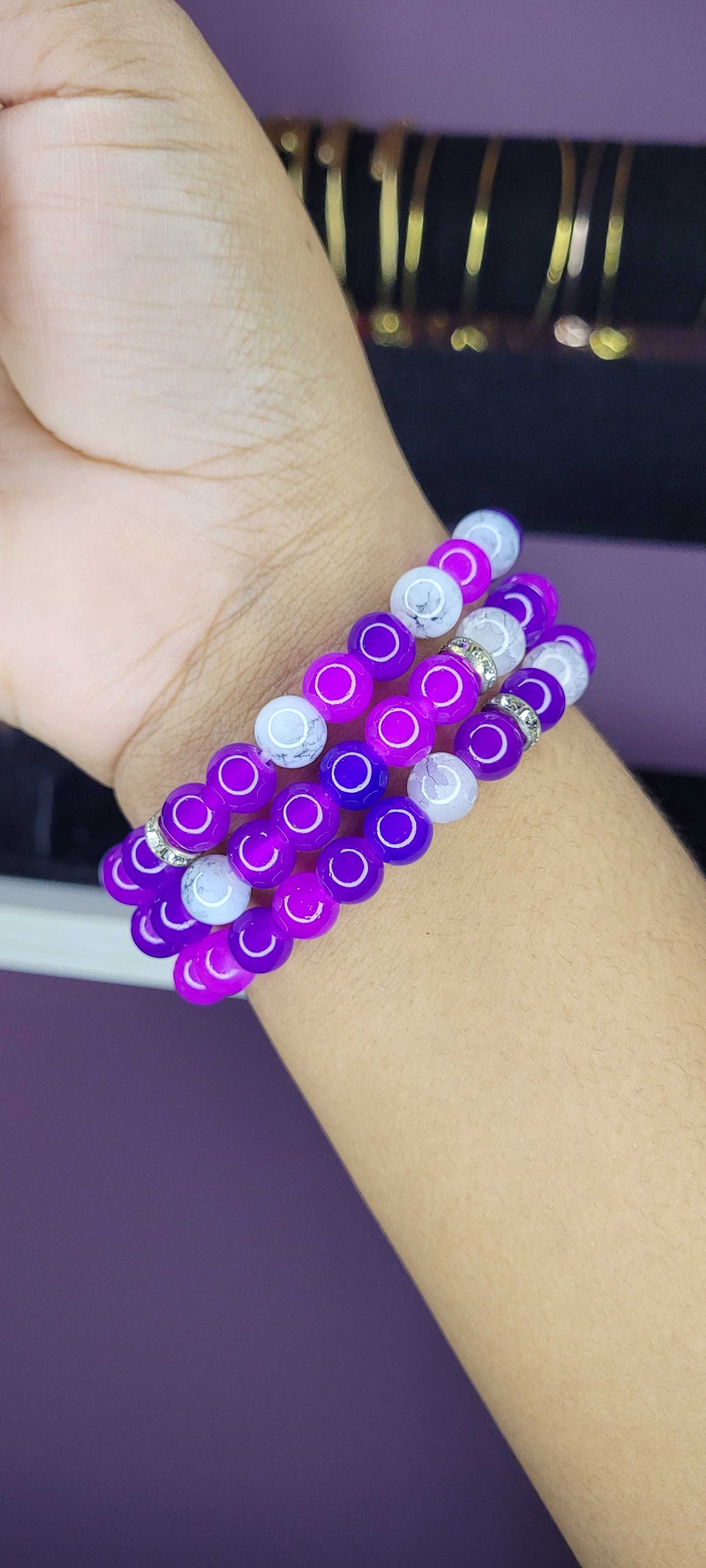 PURPLE & GREY BRACELET WITH SPACERS