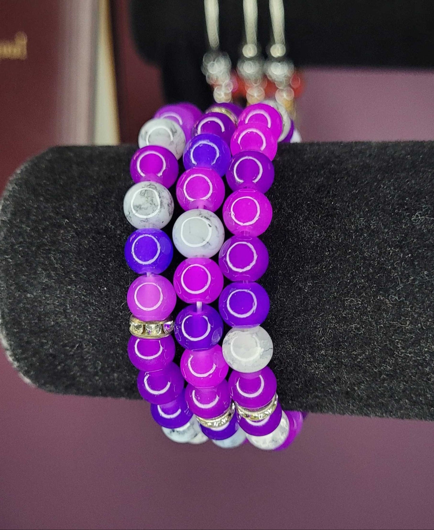 PURPLE & GREY BRACELET WITH SPACERS