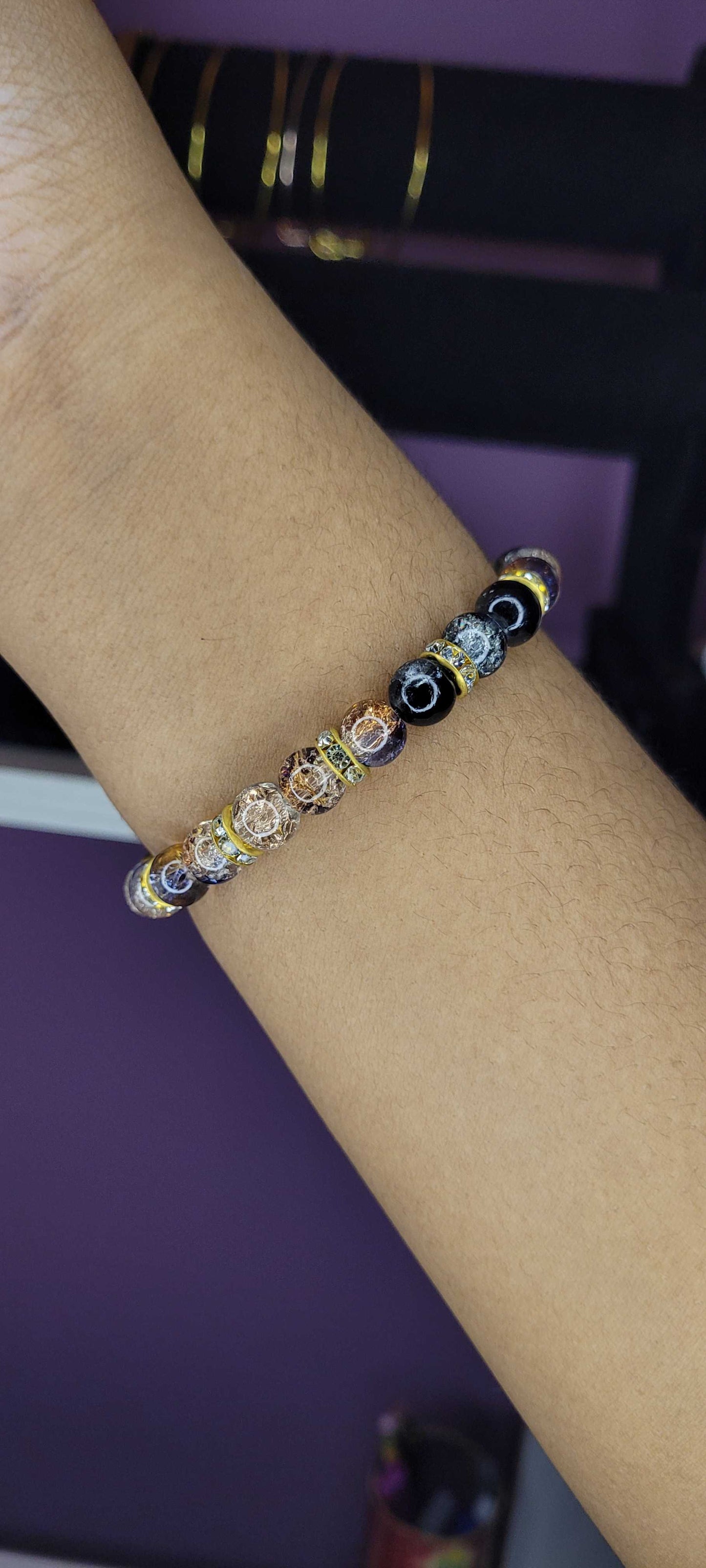 BLACK AND BROWN CRACKLE BRACELET