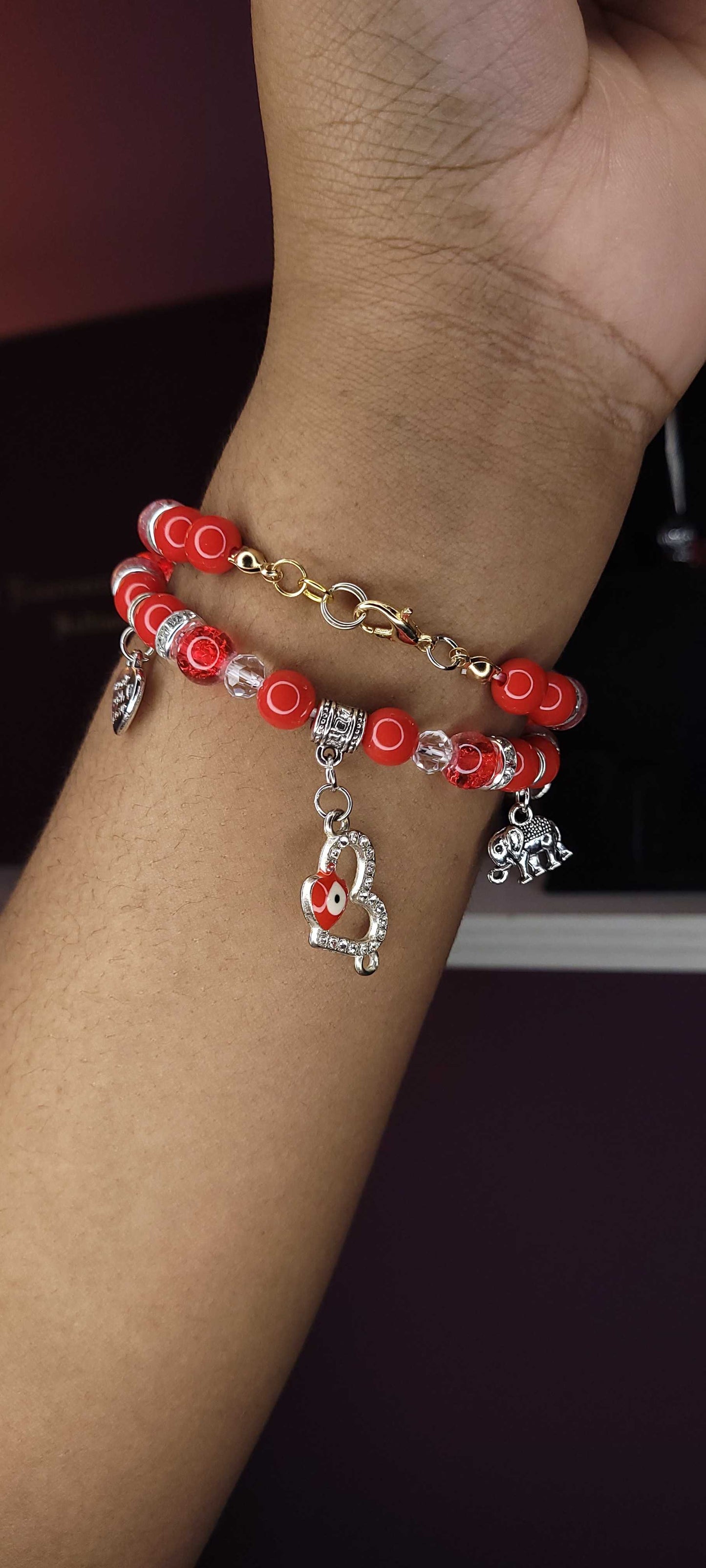 RED EVIL EYE CHARM BRACELET