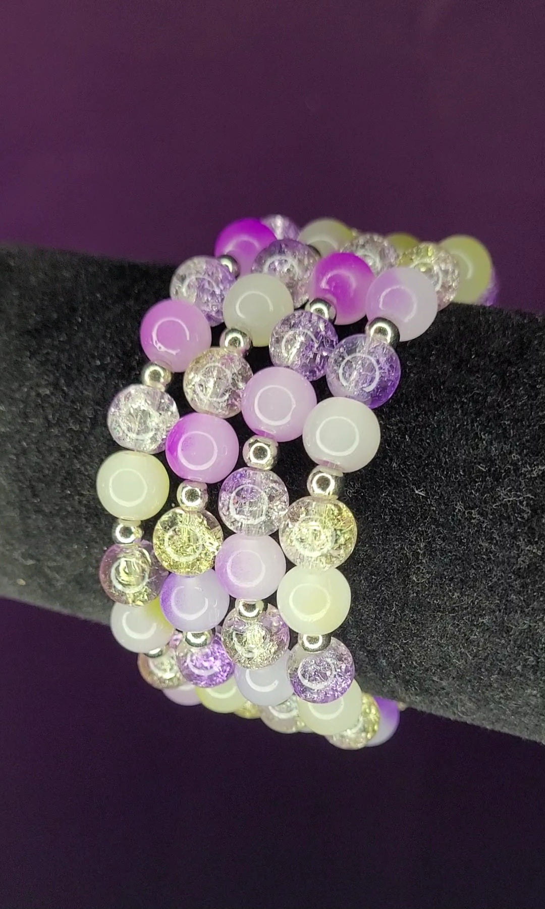 PURPLE AND YELLOW CRACKLE BRACELET