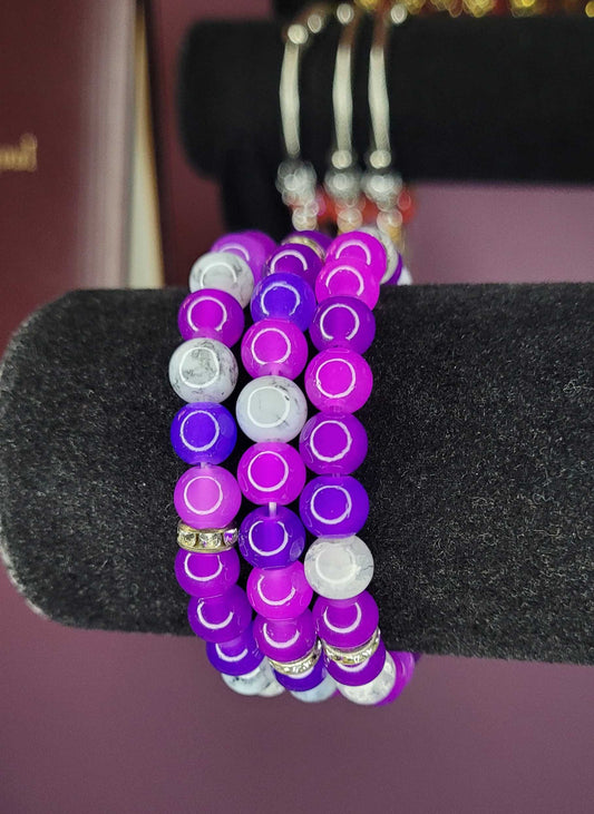 PURPLE & GREY BRACELET WITH SPACERS
