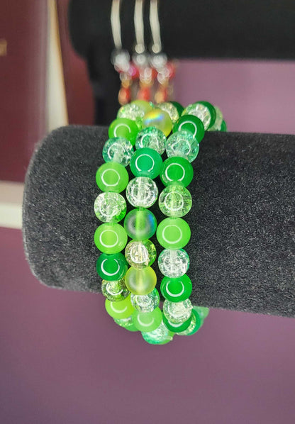 GREEN CRACKLE BRACELET MIX