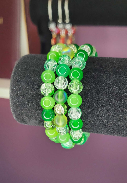 GREEN CRACKLE BRACELET MIX