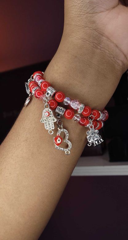 RED EVIL EYE CHARM BRACELET