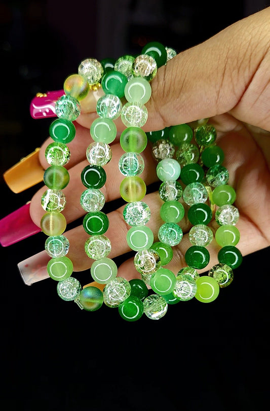 GREEN CRACKLE BRACELET MIX