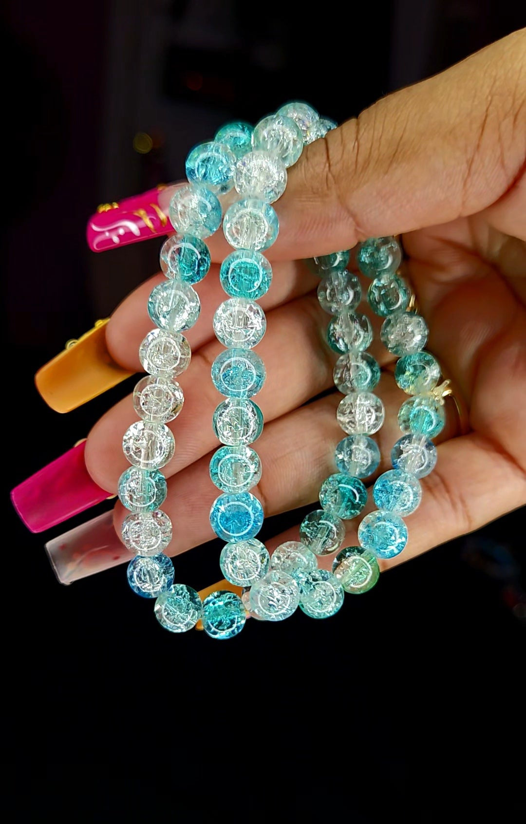 LIGHT BLUE CRACKLE BRACELET