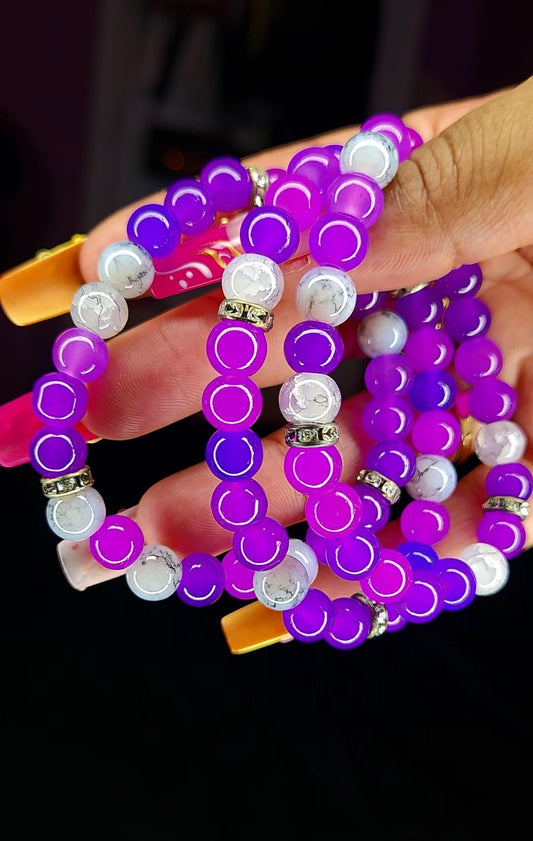 PURPLE & GREY BRACELET WITH SPACERS