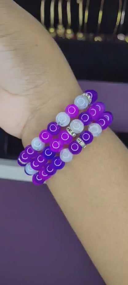 PURPLE & GREY BRACELET WITH SPACERS
