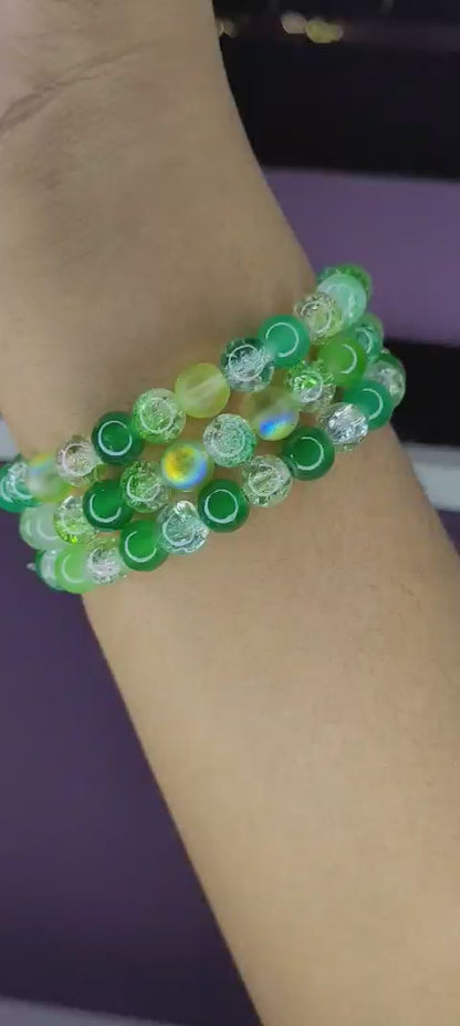 GREEN CRACKLE BRACELET MIX
