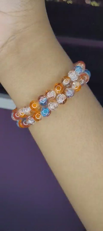 ORANGE AND BLUE CRACKLE BRACELET