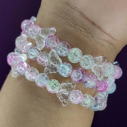 COLORFUL CRACKLE BRACELET WITH BUTTERFLIES