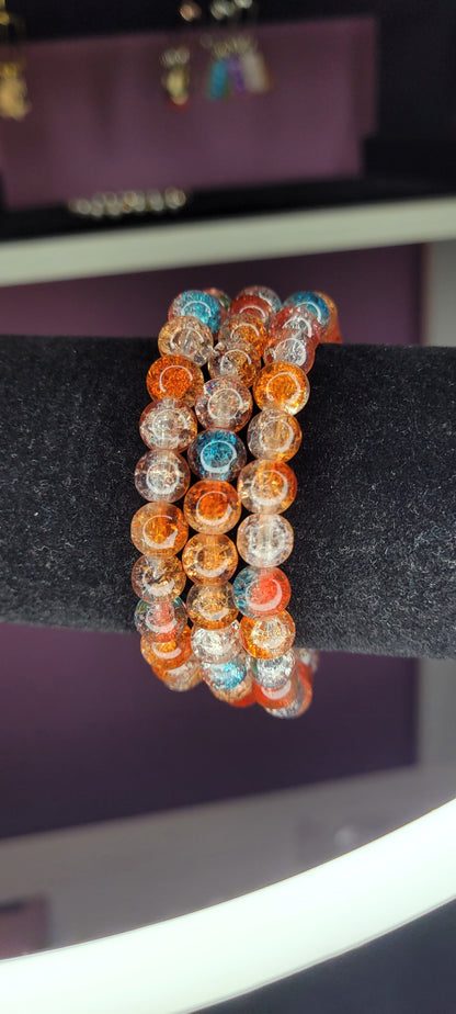 ORANGE AND BLUE CRACKLE BRACELET